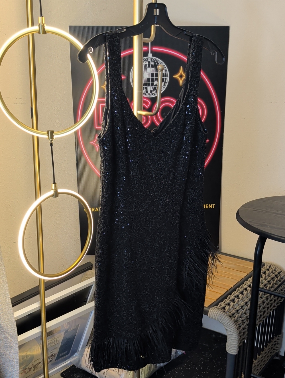 Laundry By Shelli Segal Black Sequin Fringe Mini Dress